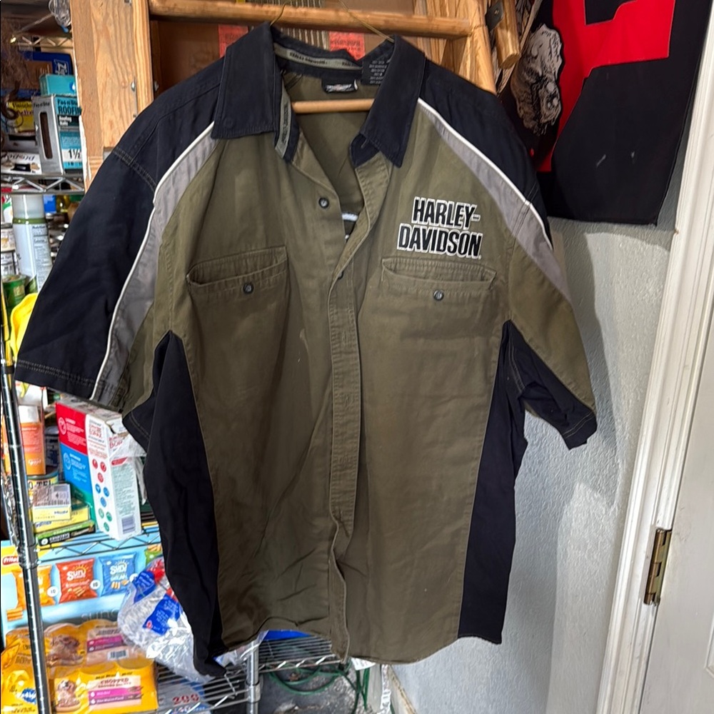 Harley-Davidson Two-Tone Olive and Black Shirt